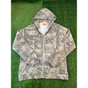 Negative Space Mens Camo Waffle Knit Zip Up Hoodie Thermal Jacket Tan Grey LG